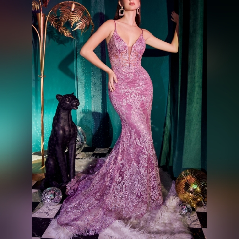 Purple amythest, orange, yellow, blue,pink glitter mermaid long dress